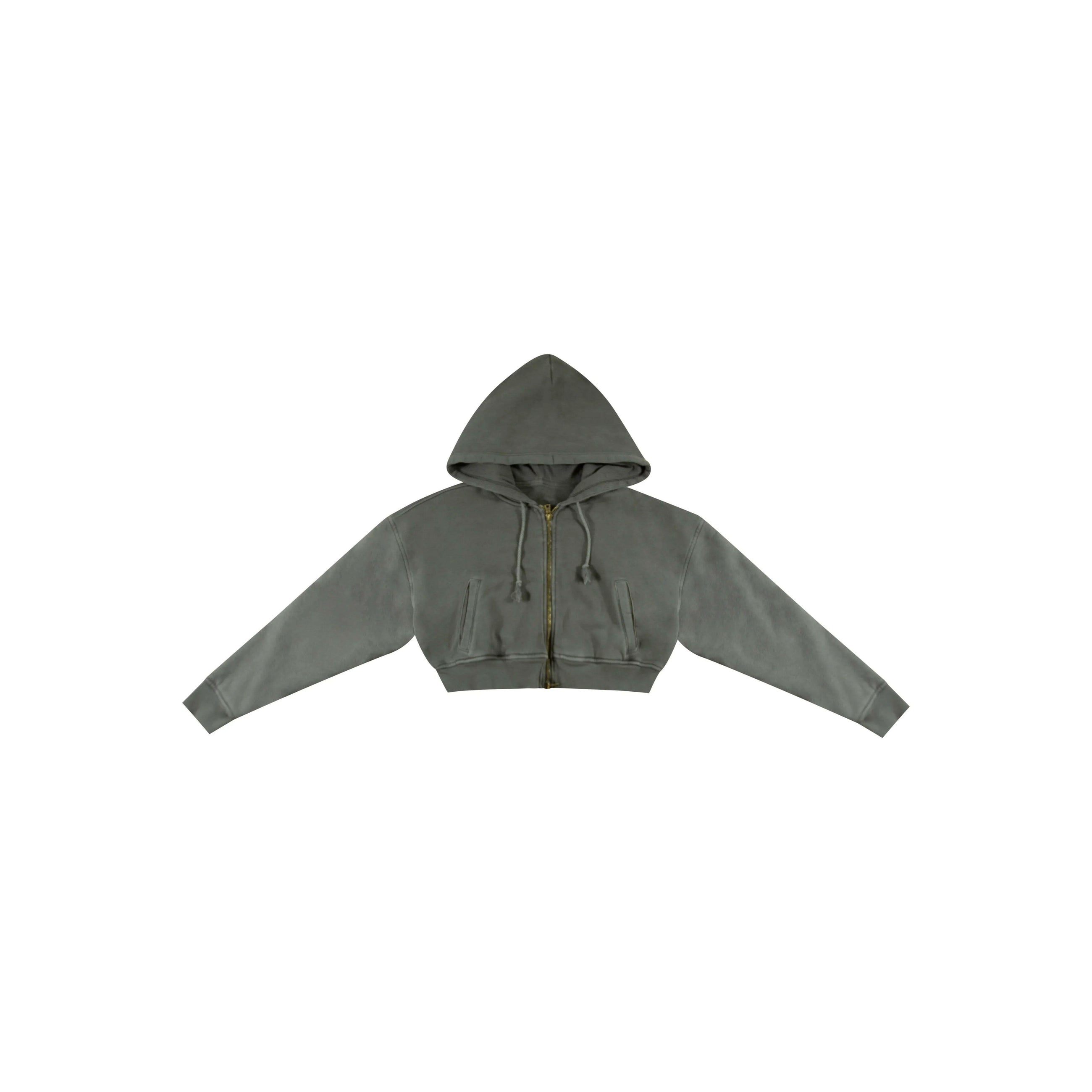 Grigio Cropped Zip Hoodie.