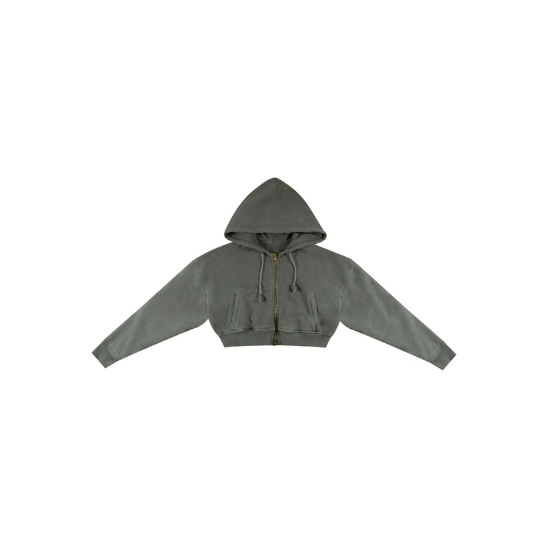 Grigio Cropped Zip Hoodie.